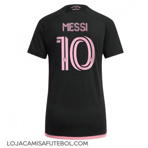Camisa de Futebol Inter Miami Lionel Messi #10 Equipamento Secundário Mulheres 2024-25 Manga Curta